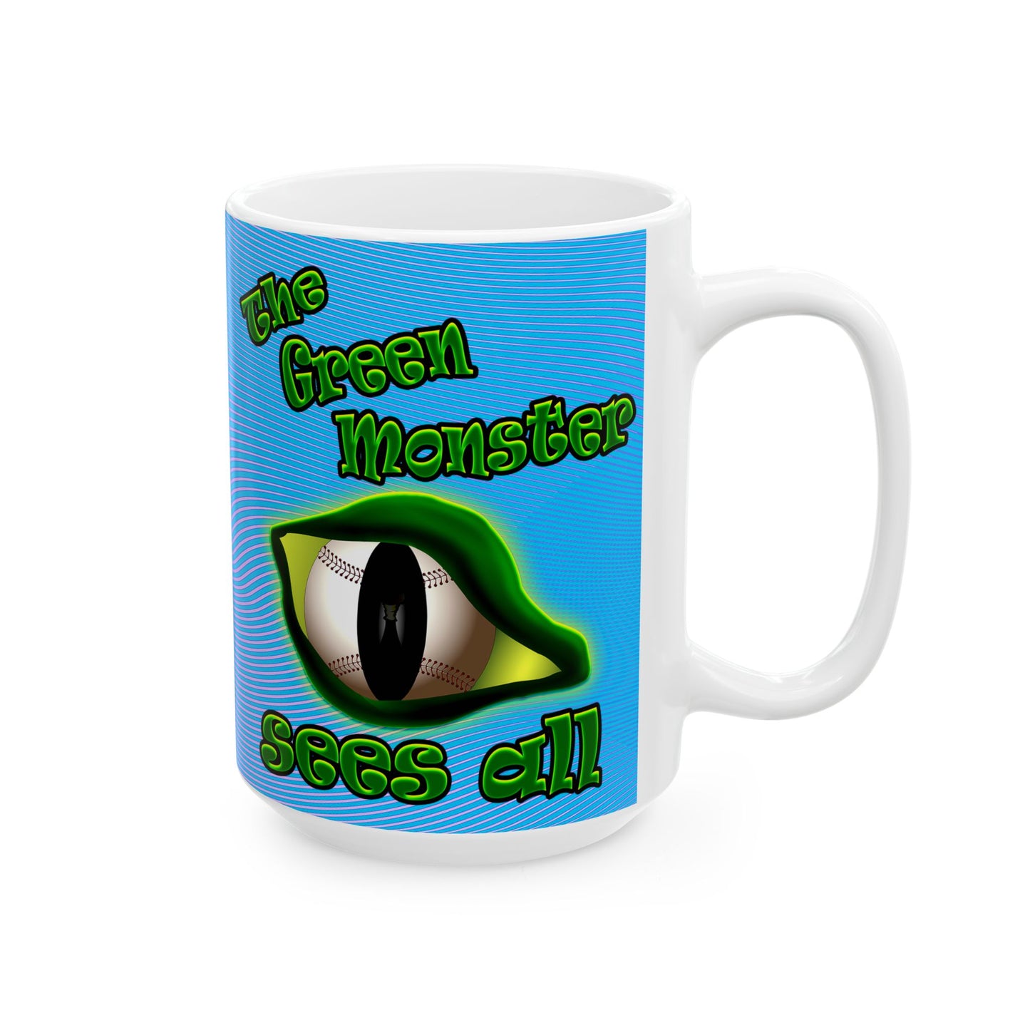 green monster - White Mug (light blue-purple wave)