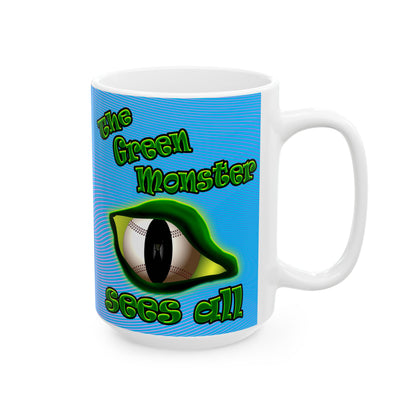 green monster - White Mug (light blue-purple wave)