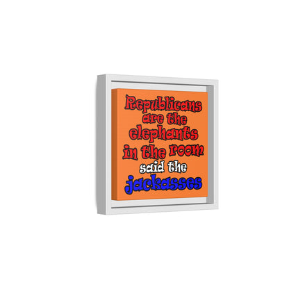 donkeys and elephants - framed canvas art (crusta)