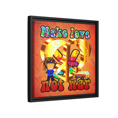 love peace - framed canvas art (burnt orange)