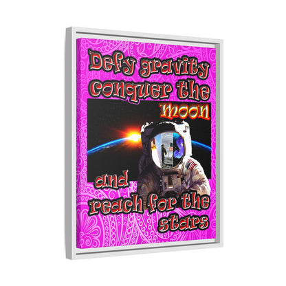 defy conquer reach - framed canvas art (pink swirl)