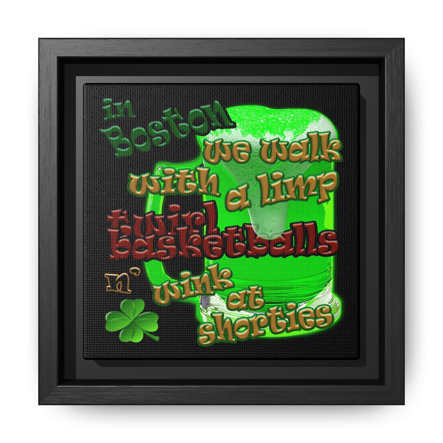 celtics logo - framed canvas art (black)