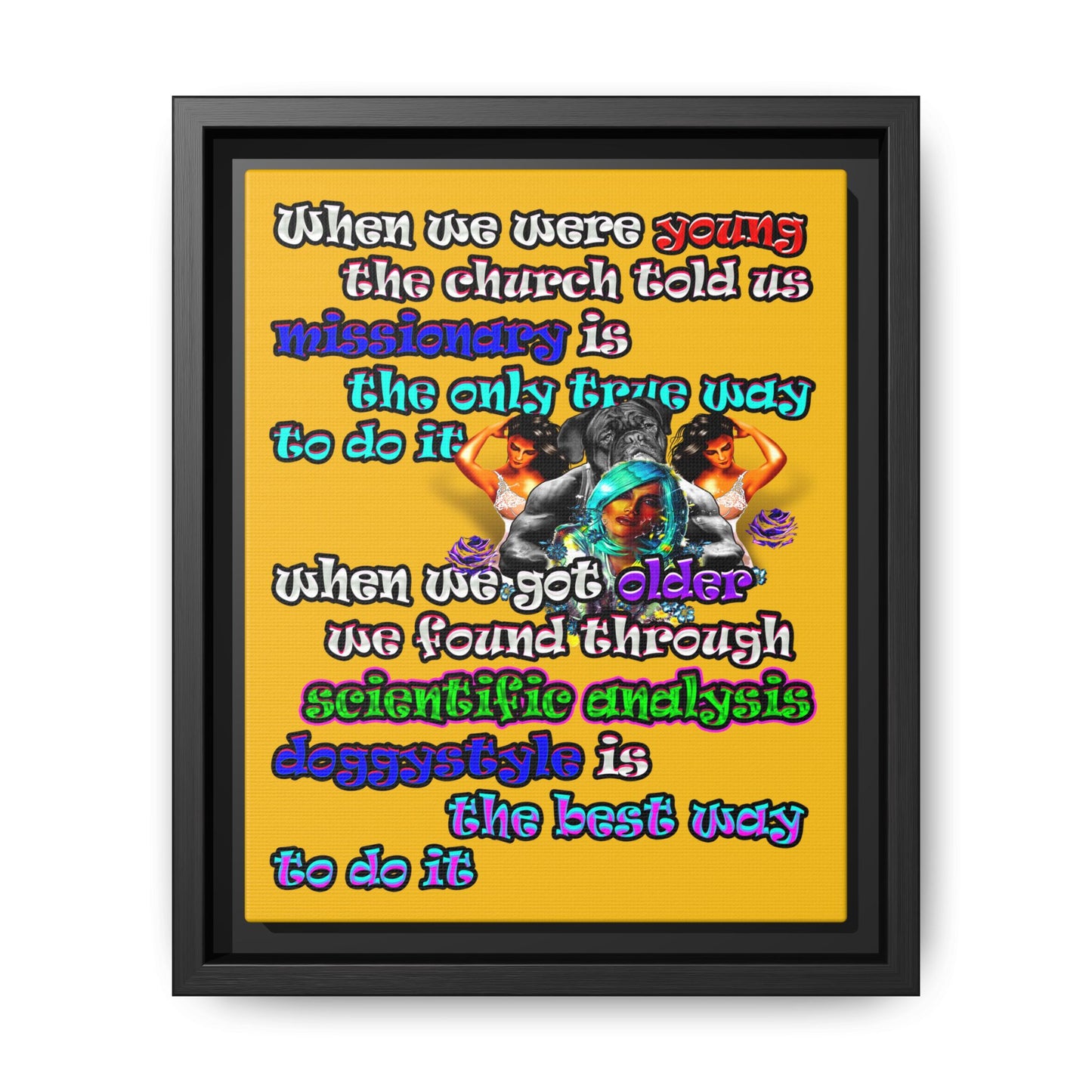 doggystyle - framed canvas art (yellow)