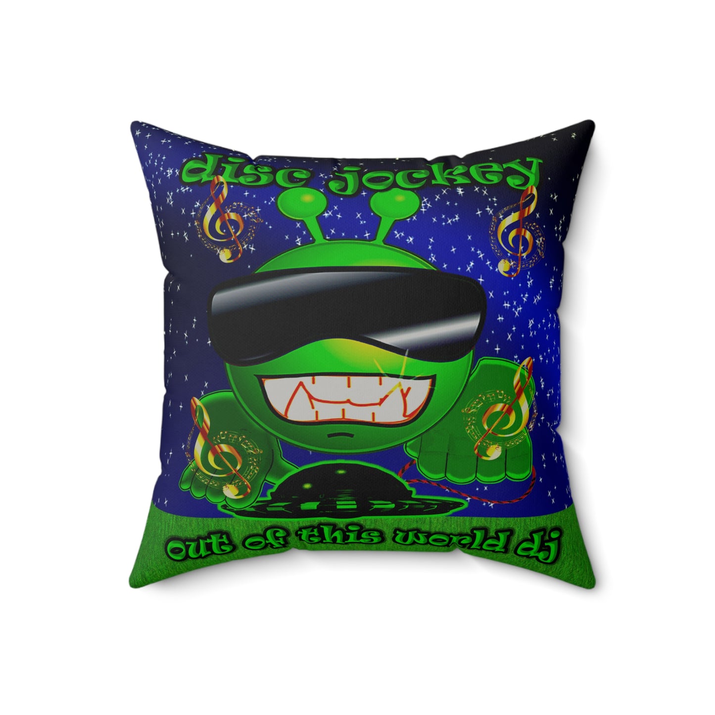 disc jockey - Faux Suede Square Pillow - ('snoops' background)