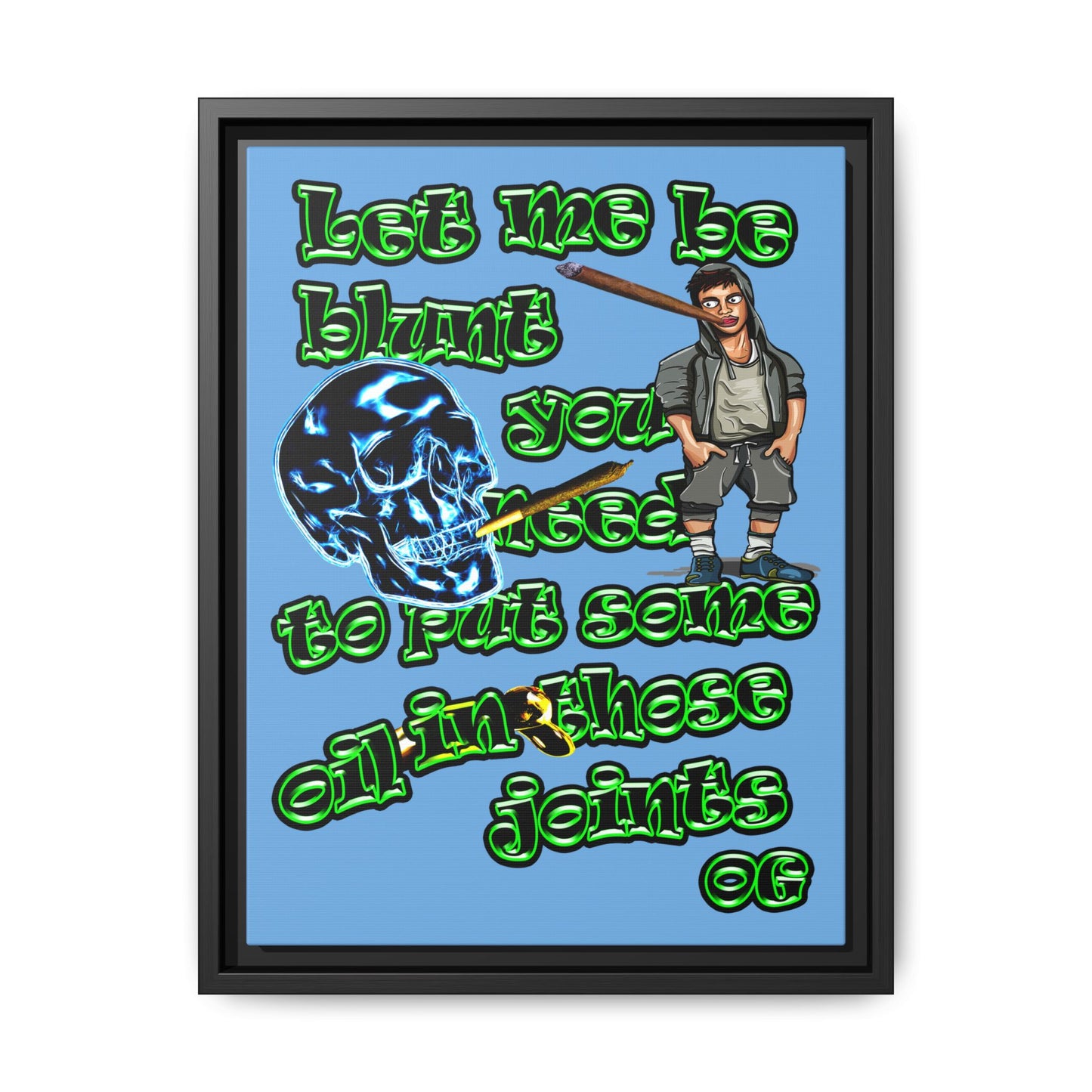 og - framed canvas art (light blue)