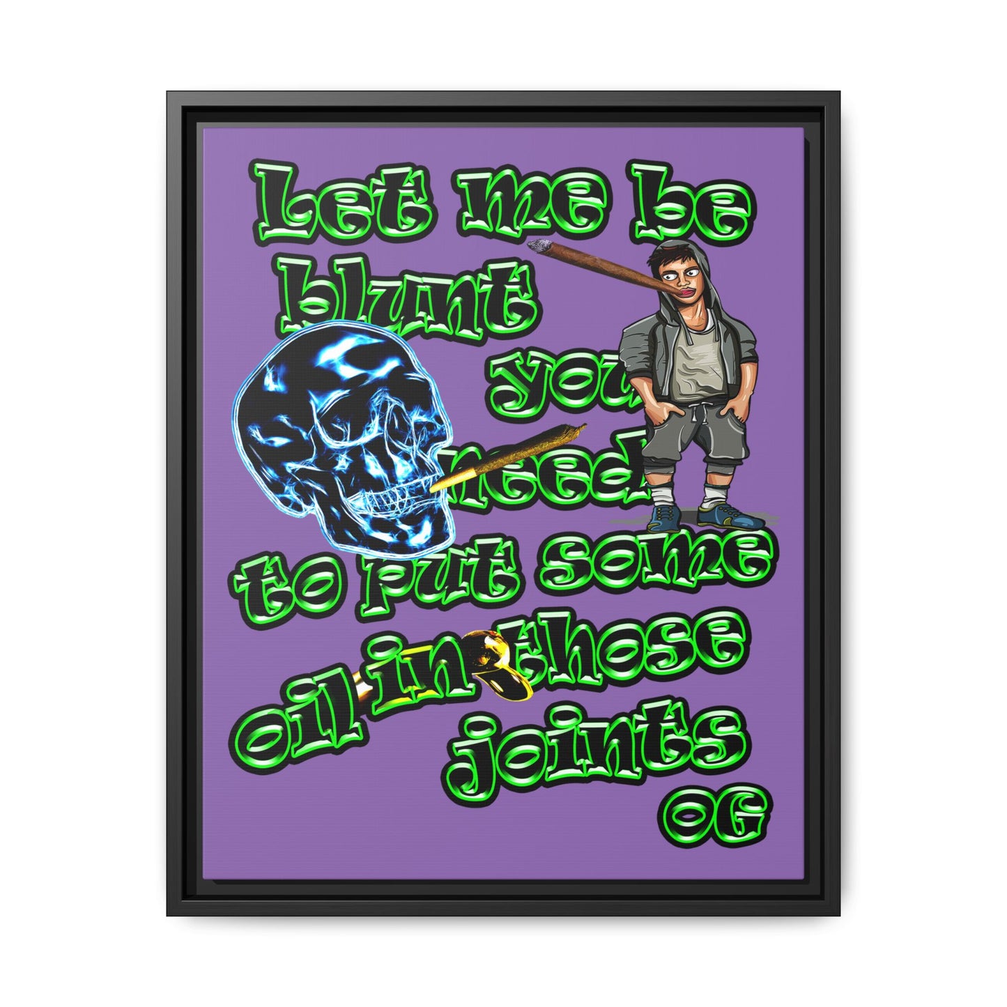 og - framed canvas art (light purple)