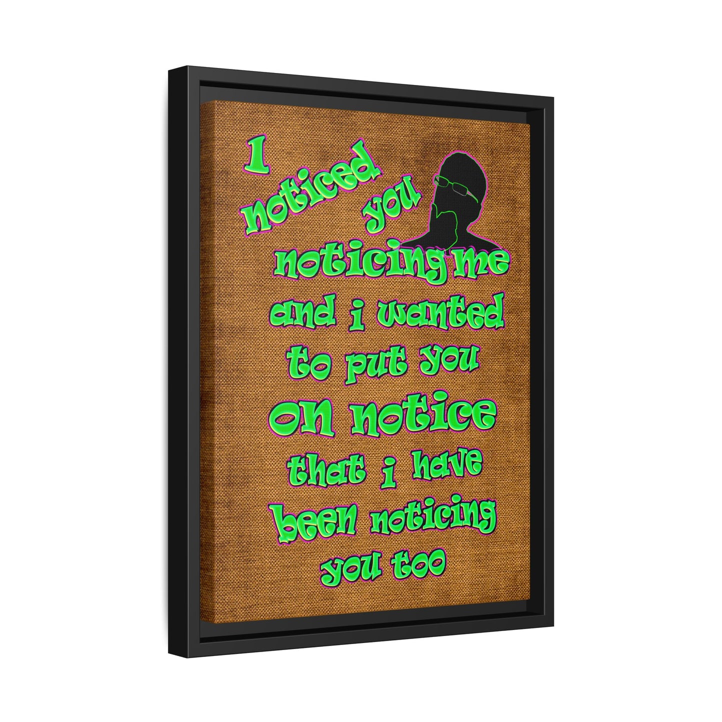 noticed you noticing - framed canvas art (brown papyrus)