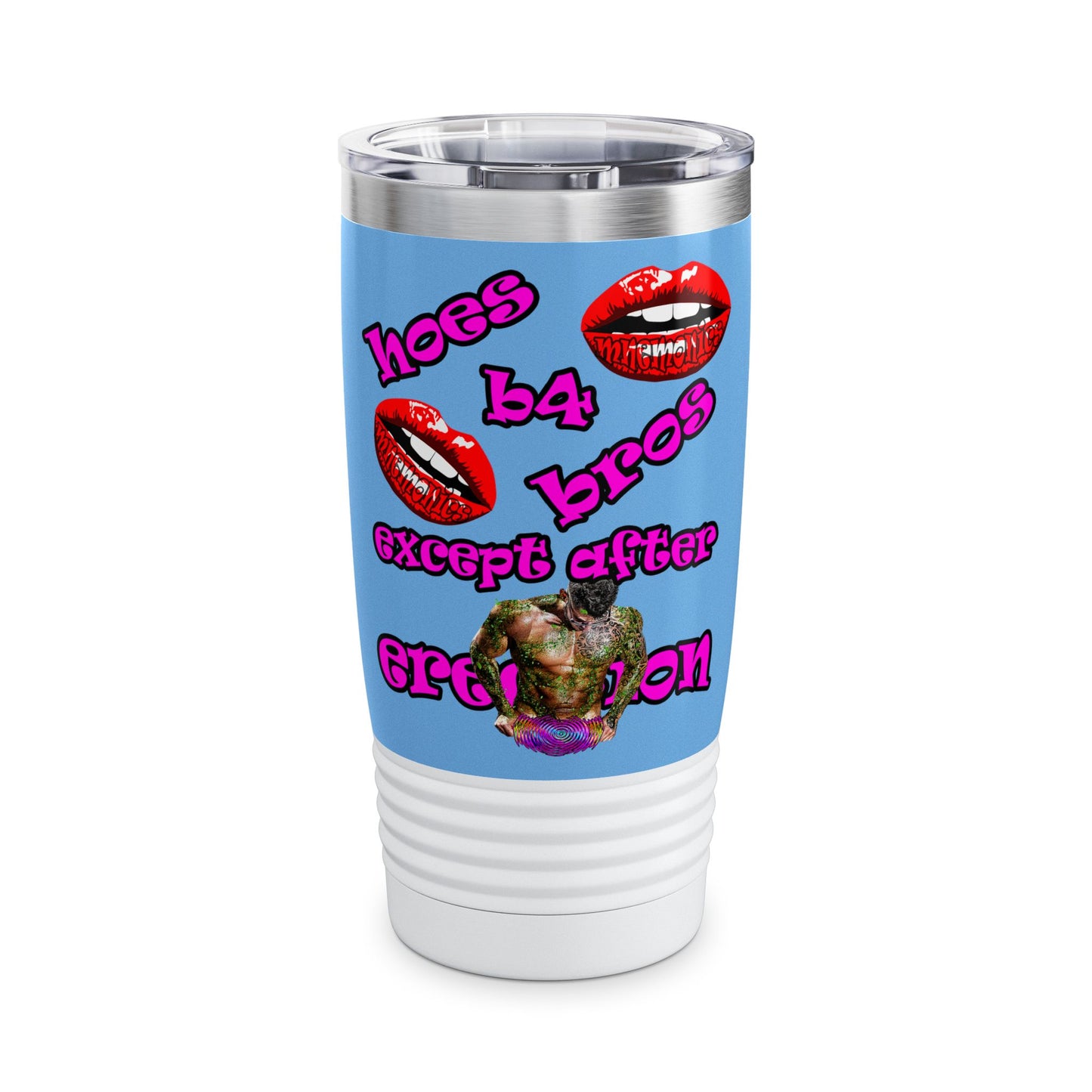 hoes b4 bros - Ringneck Tumbler, 20oz (light blue)