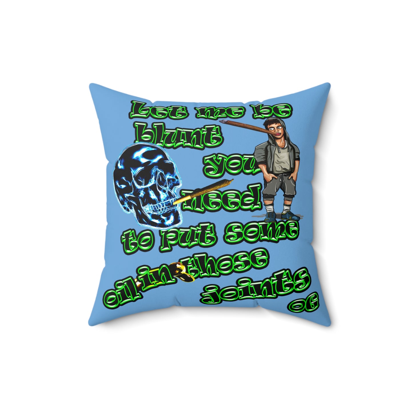 og - Faux Suede Square Pillow - (light blue)