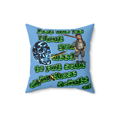 og - Faux Suede Square Pillow - (light blue)