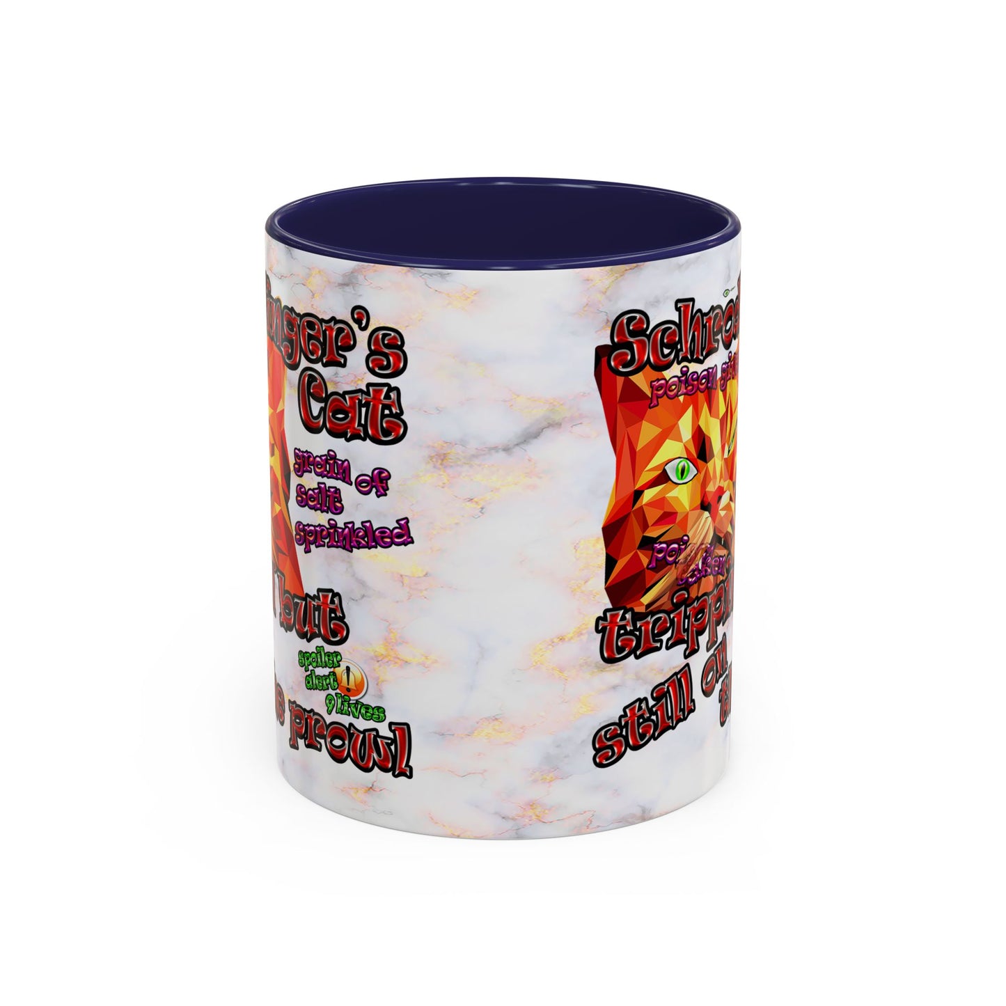 schrodinger's cat - Accent Mug (white marble)