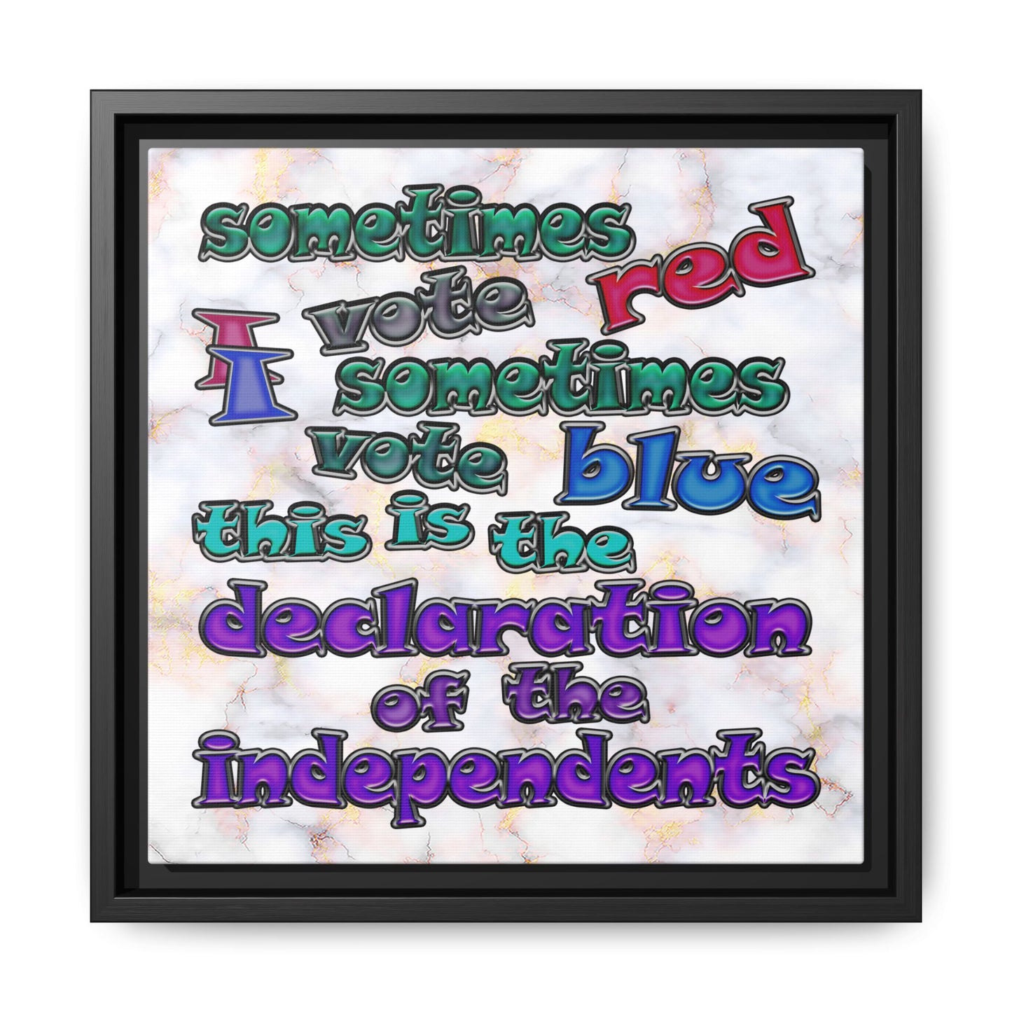 declaration of the independents - framed canvas art (white marble)
