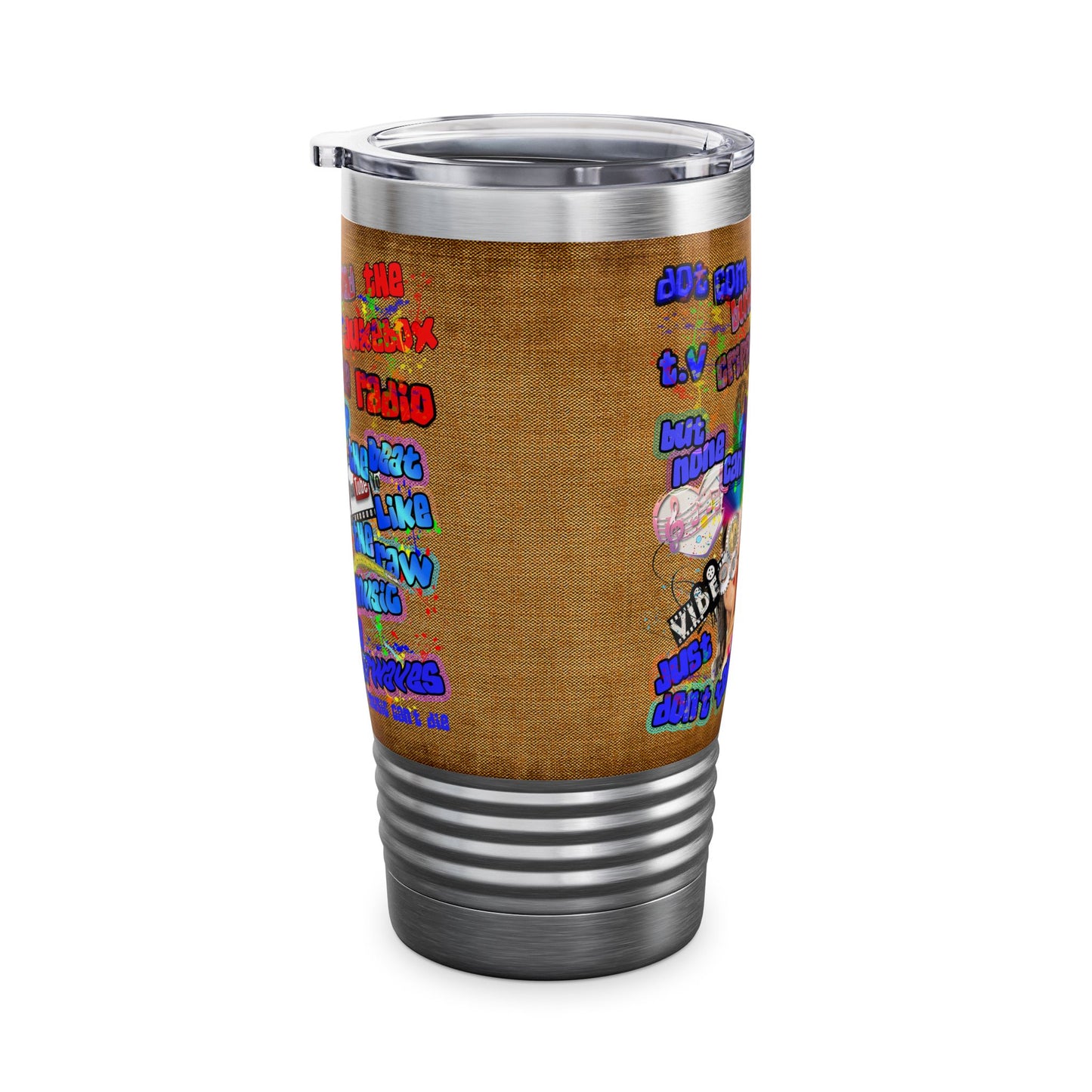 drop the beat - Ringneck Tumbler, 20oz  (brown papyrus)