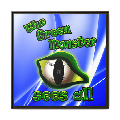 green monster - framed canvas art (blue-white wave)