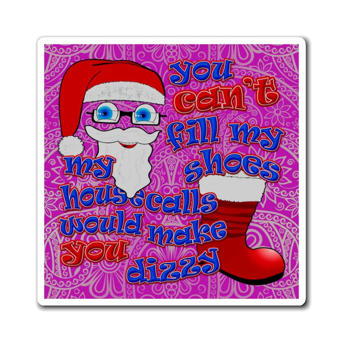santa's shoes - Magnets - (pink swirl)