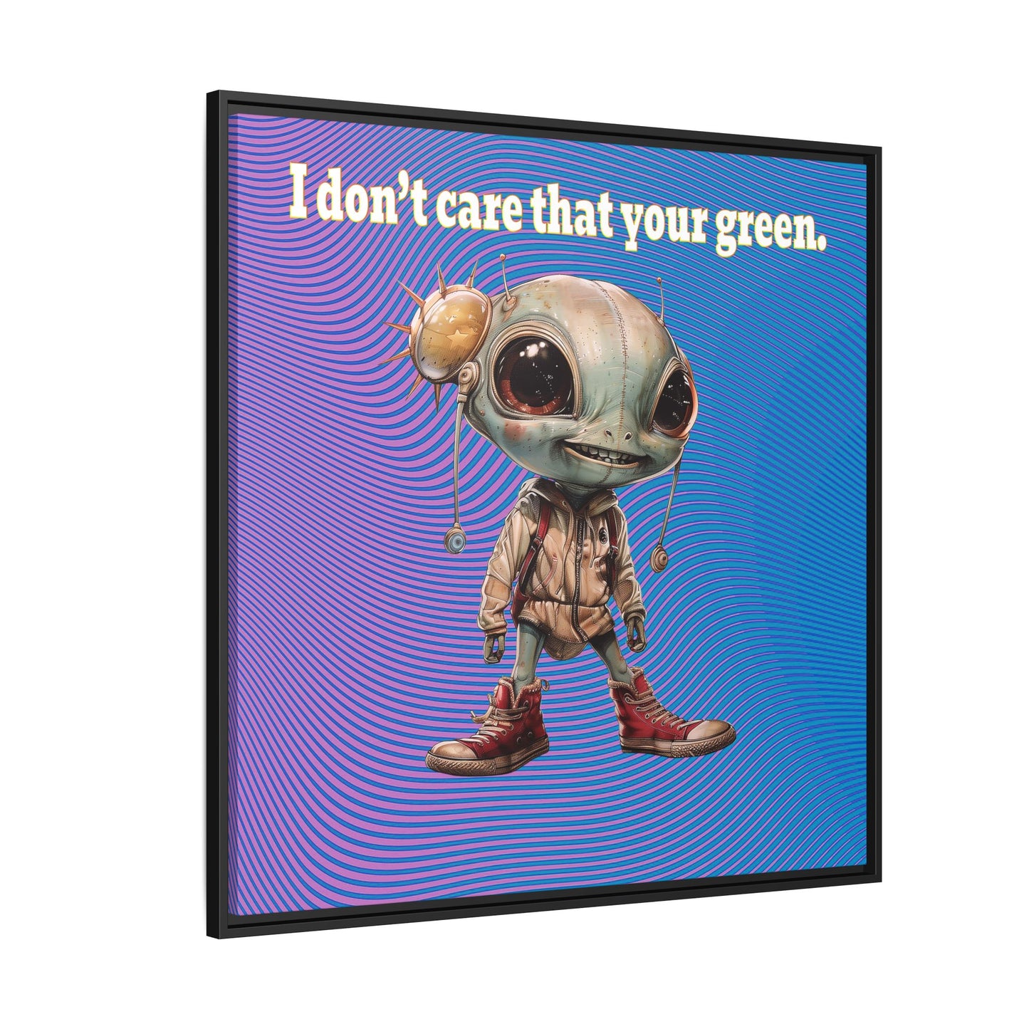 I don't care that your green - framed canvas art (light blue-purple wave)