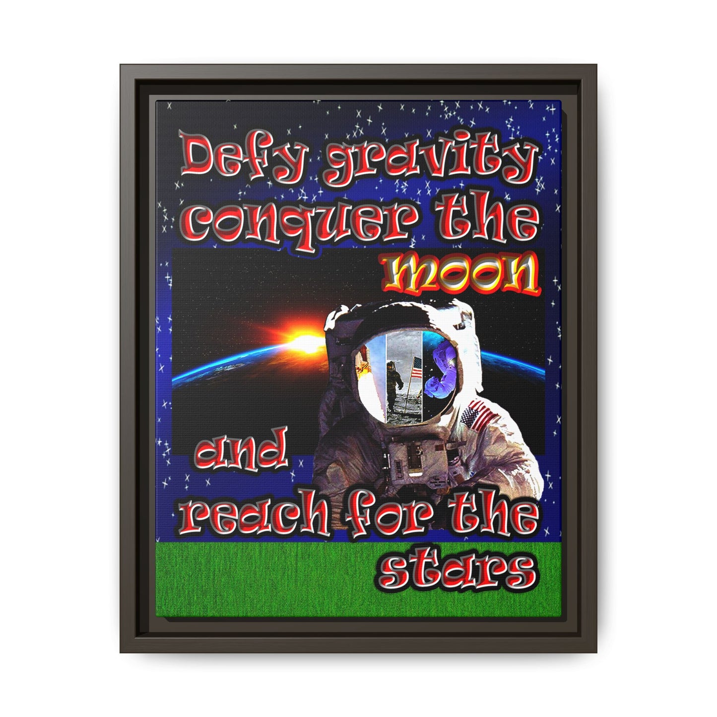 defy conquer reach - framed canvas art ('snoops' background)