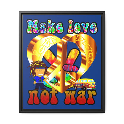 love peace - framed canvas art (dark blue)