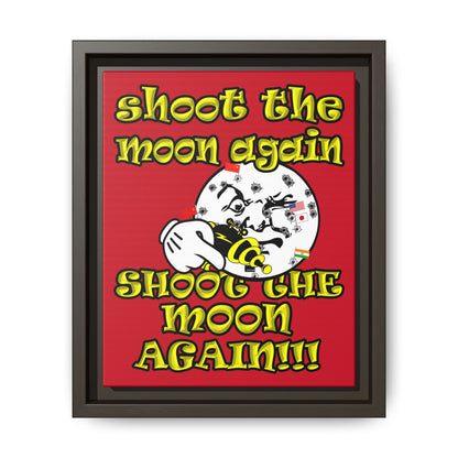 shoot the moon again - framed canvas art (dark red)