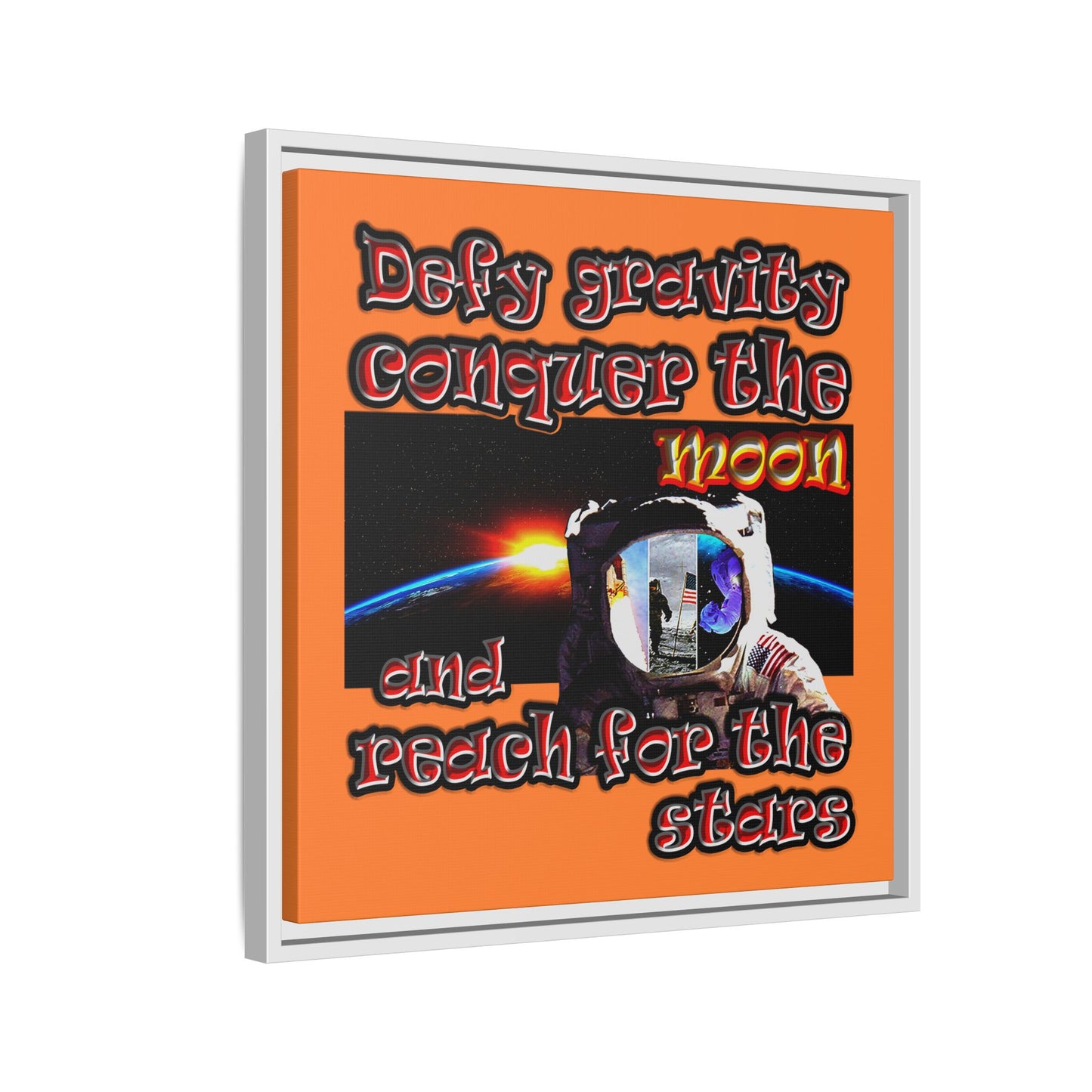 defy conquer reach - framed canvas art (crusta)