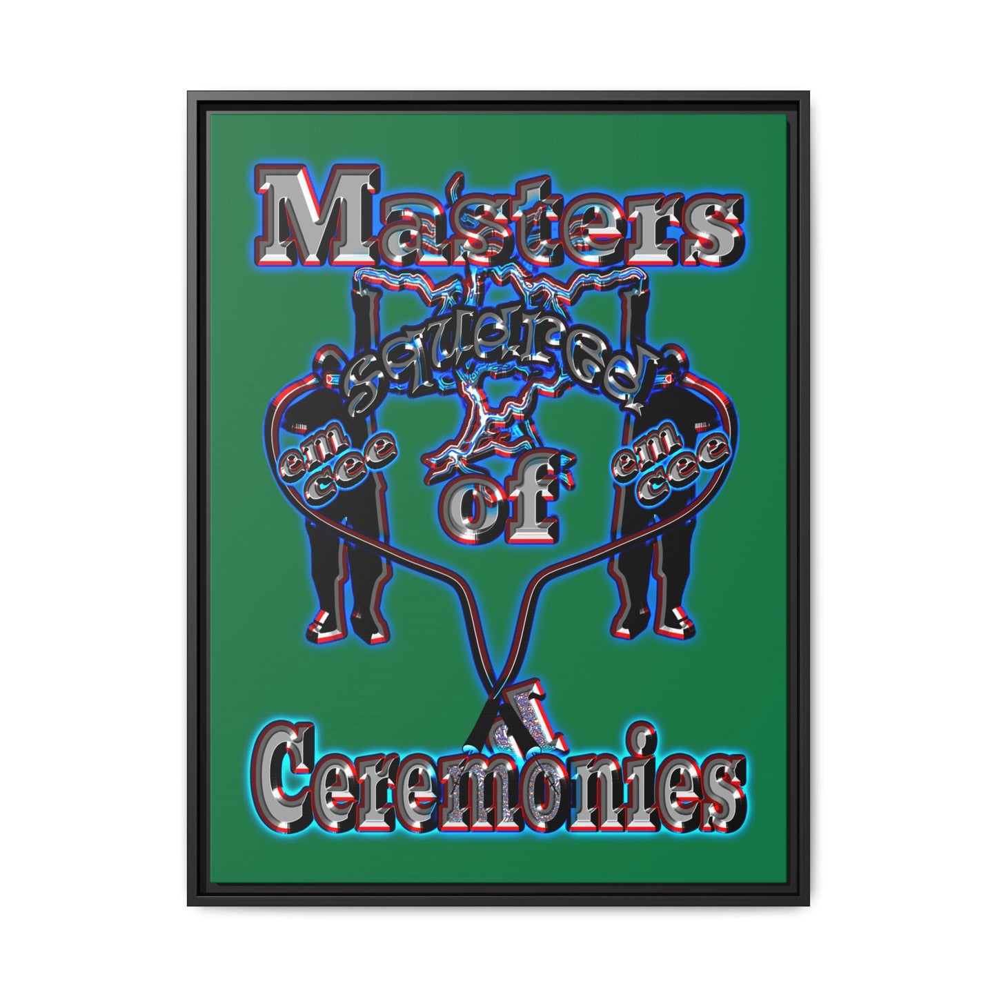 em cee squared - framed canvas art (dark green)