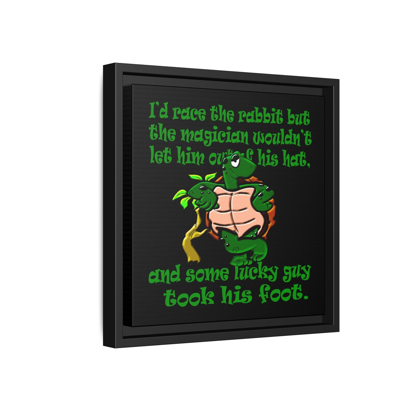 turtle race - framed canvas art (black)