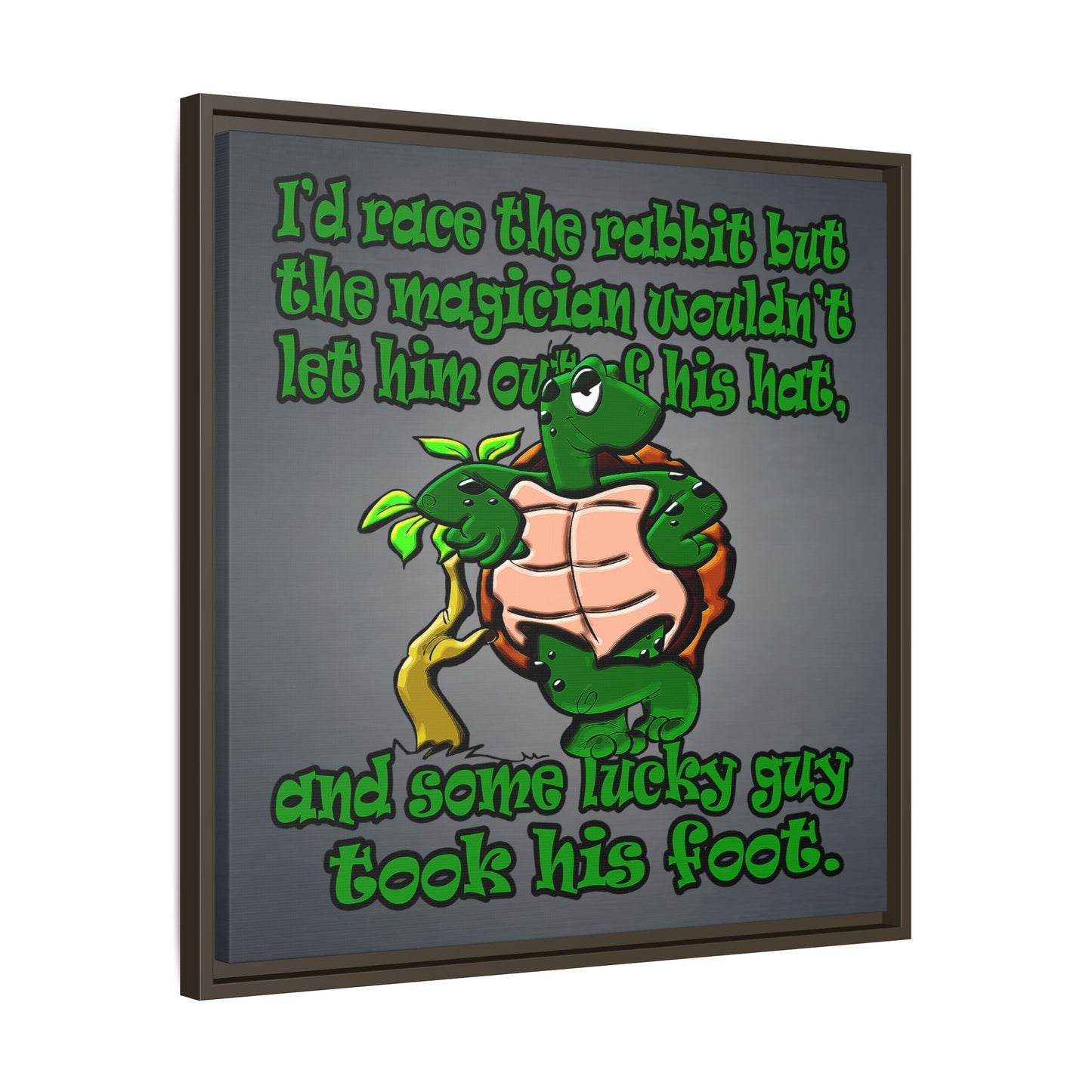turtle race - framed canvas art (grey-light grey)