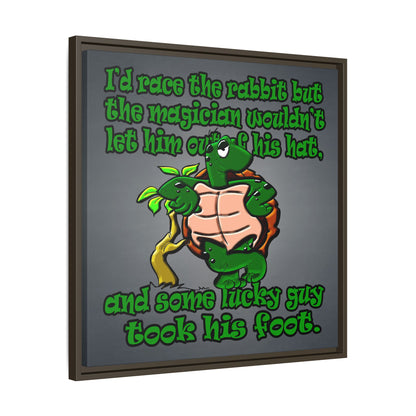 turtle race - framed canvas art (grey-light grey)