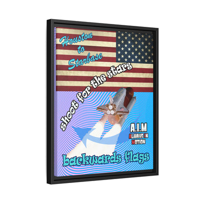 shoot for the stars - framed canvas art (light blue-purple wave)