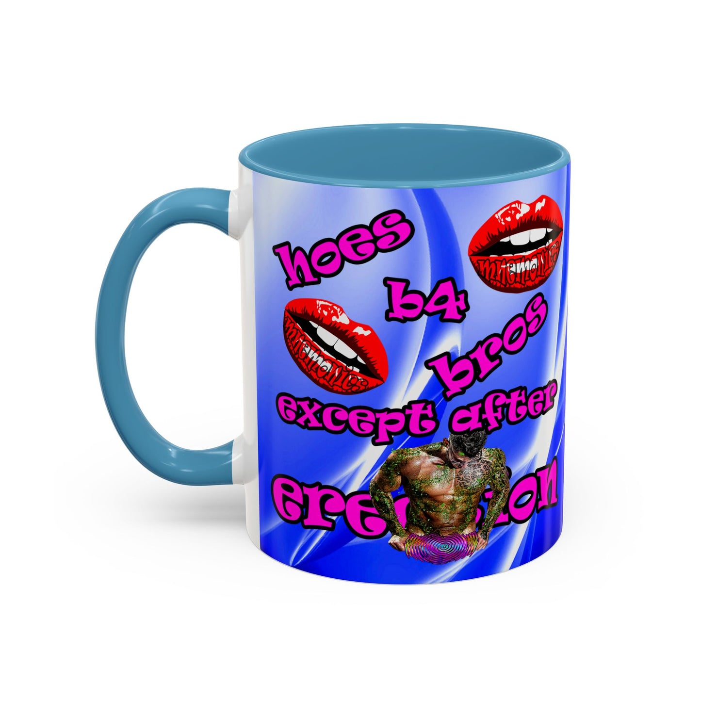 hoes b4 bros - Accent Mug (blue-white wave)