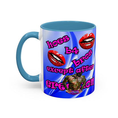 hoes b4 bros - Accent Mug (blue-white wave)