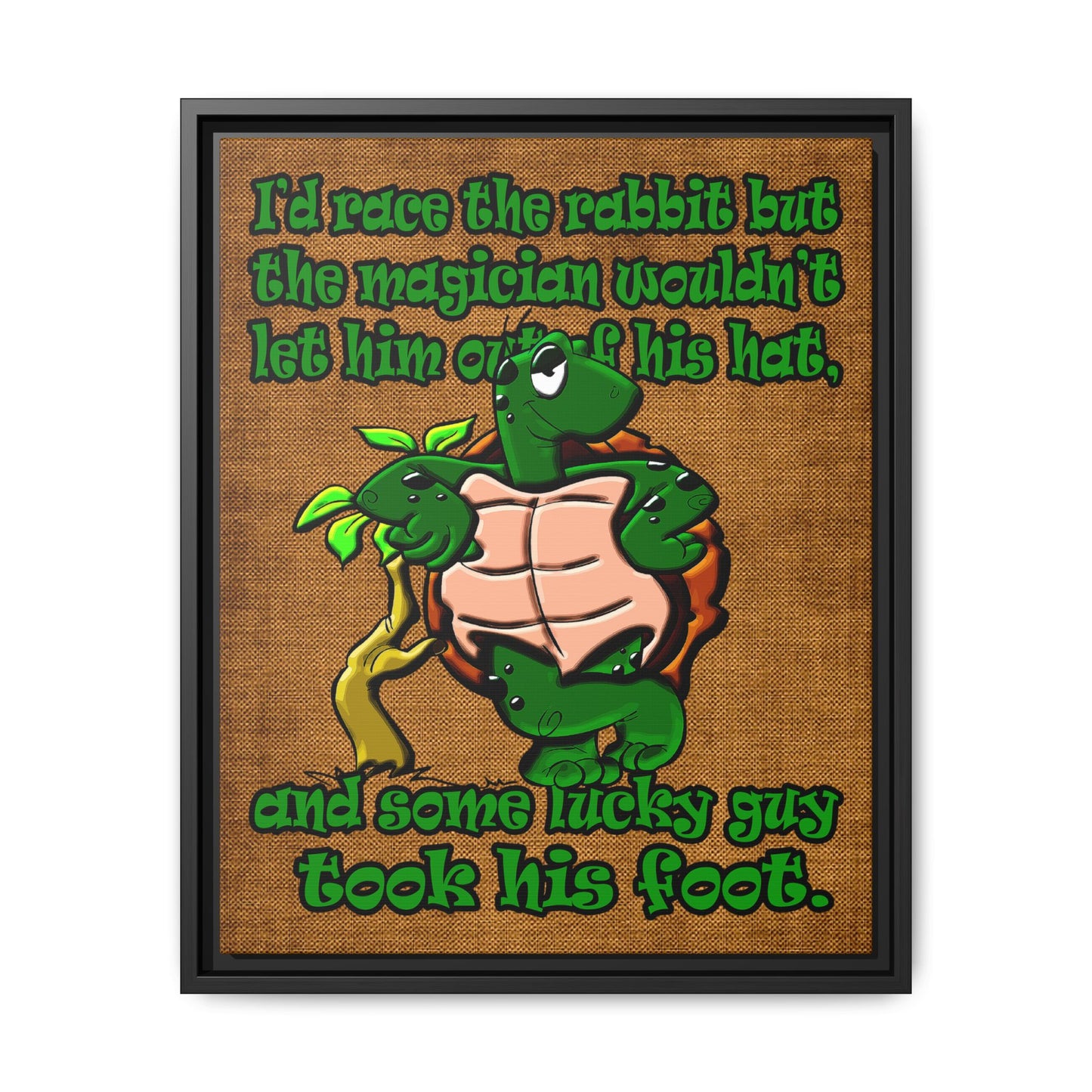 turtle race - framed canvas art (brown papyrus)