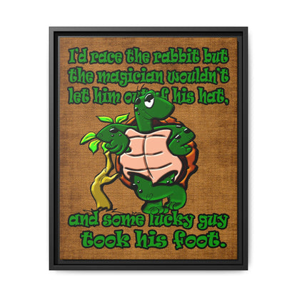 turtle race - framed canvas art (brown papyrus)