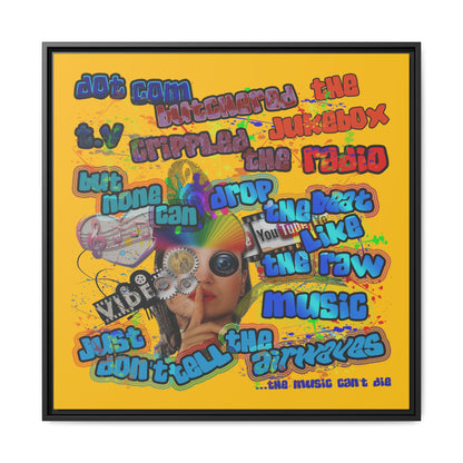 drop the beat - framed canvas art (yellow)