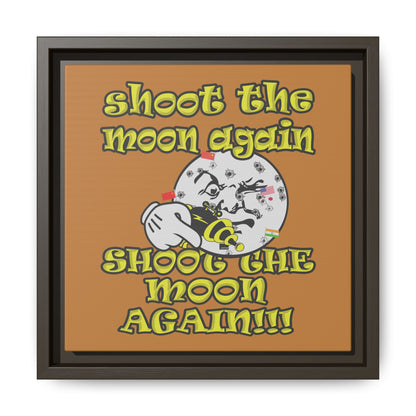 shoot the moon again - framed canvas art (light brown)