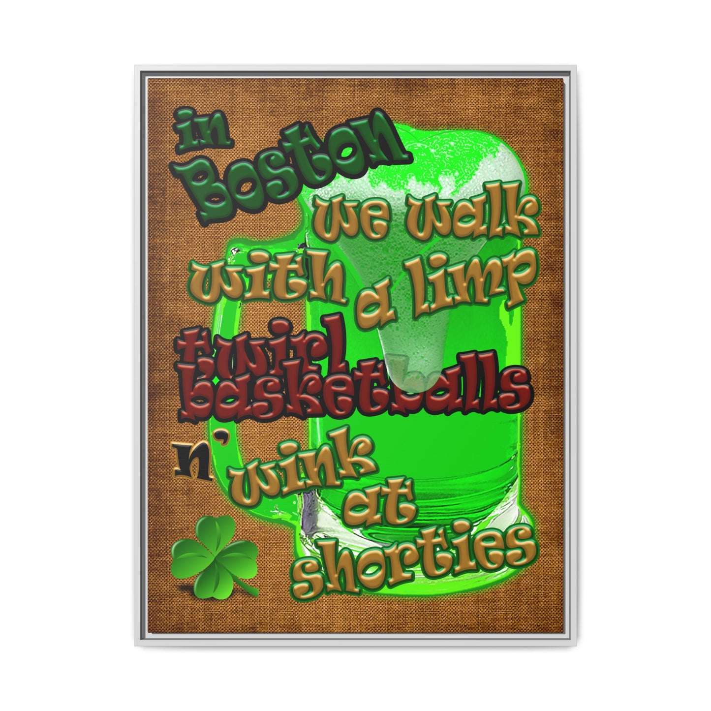 celtics logo - framed canvas art (brown papyrus)