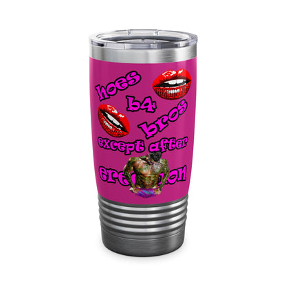 hoes b4 bros - Ringneck Tumbler, 20oz (pink)