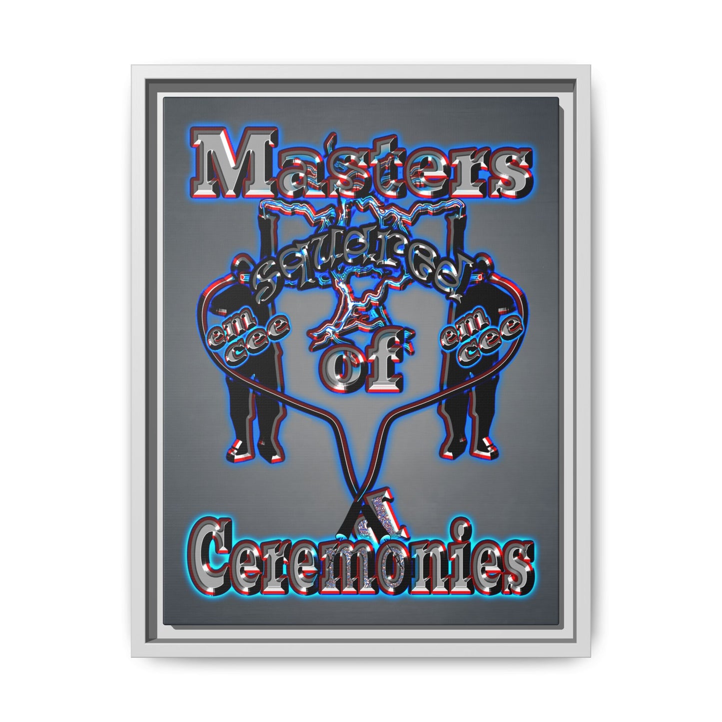 em cee squared - framed canvas art (grey-light grey)
