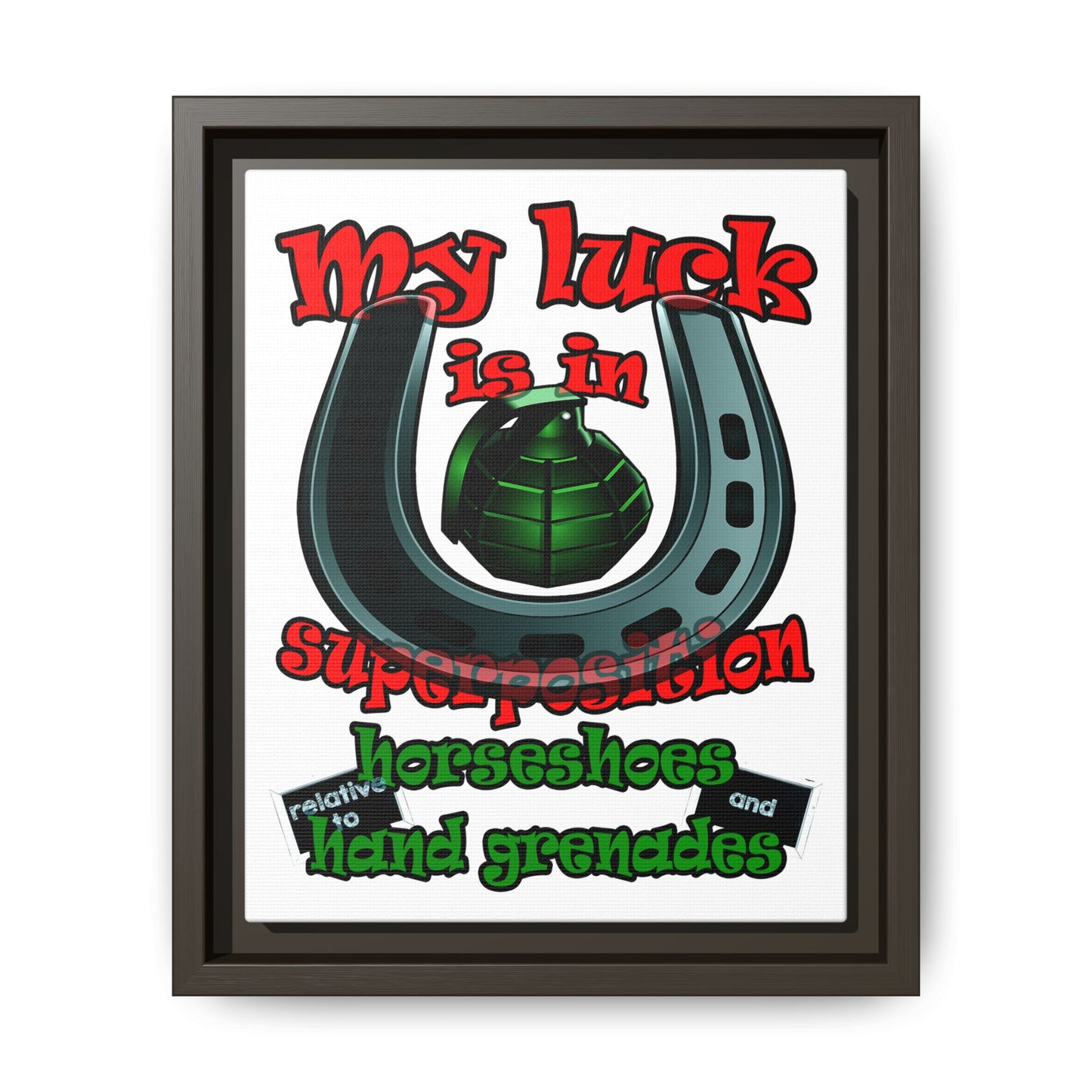 my luck - framed canvas art (white)