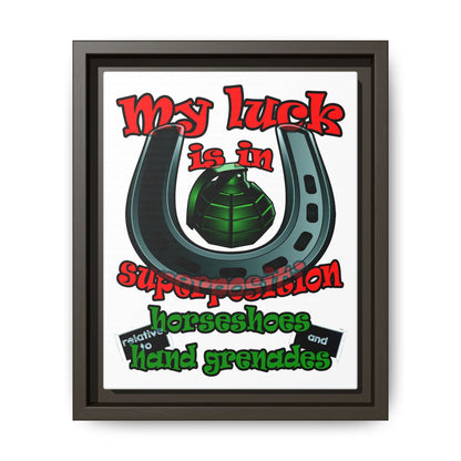 my luck - framed canvas art (white)