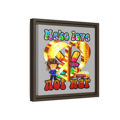 love peace - framed canvas art (light grey)