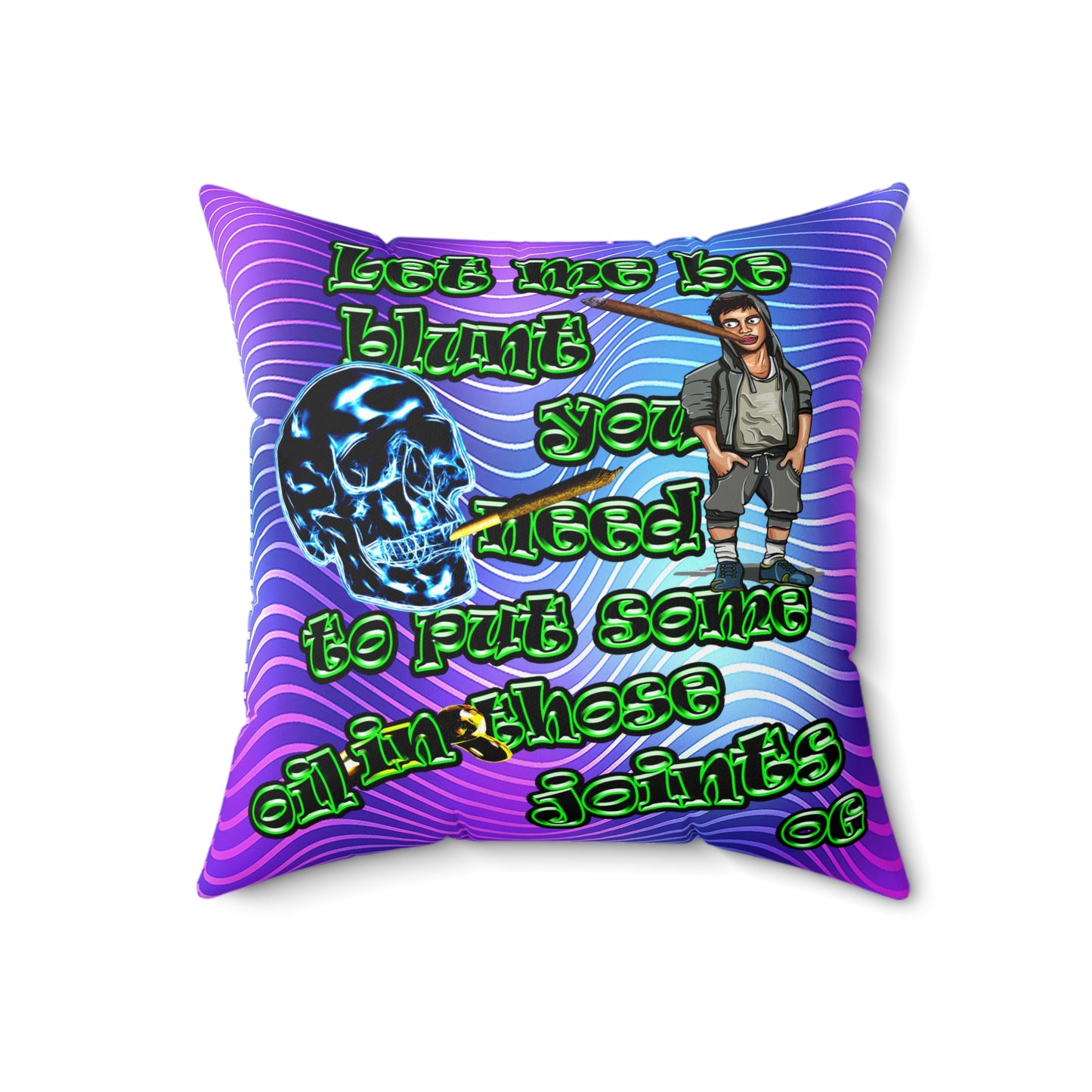 og - Spun Polyester Square Pillow - (purple wave)
