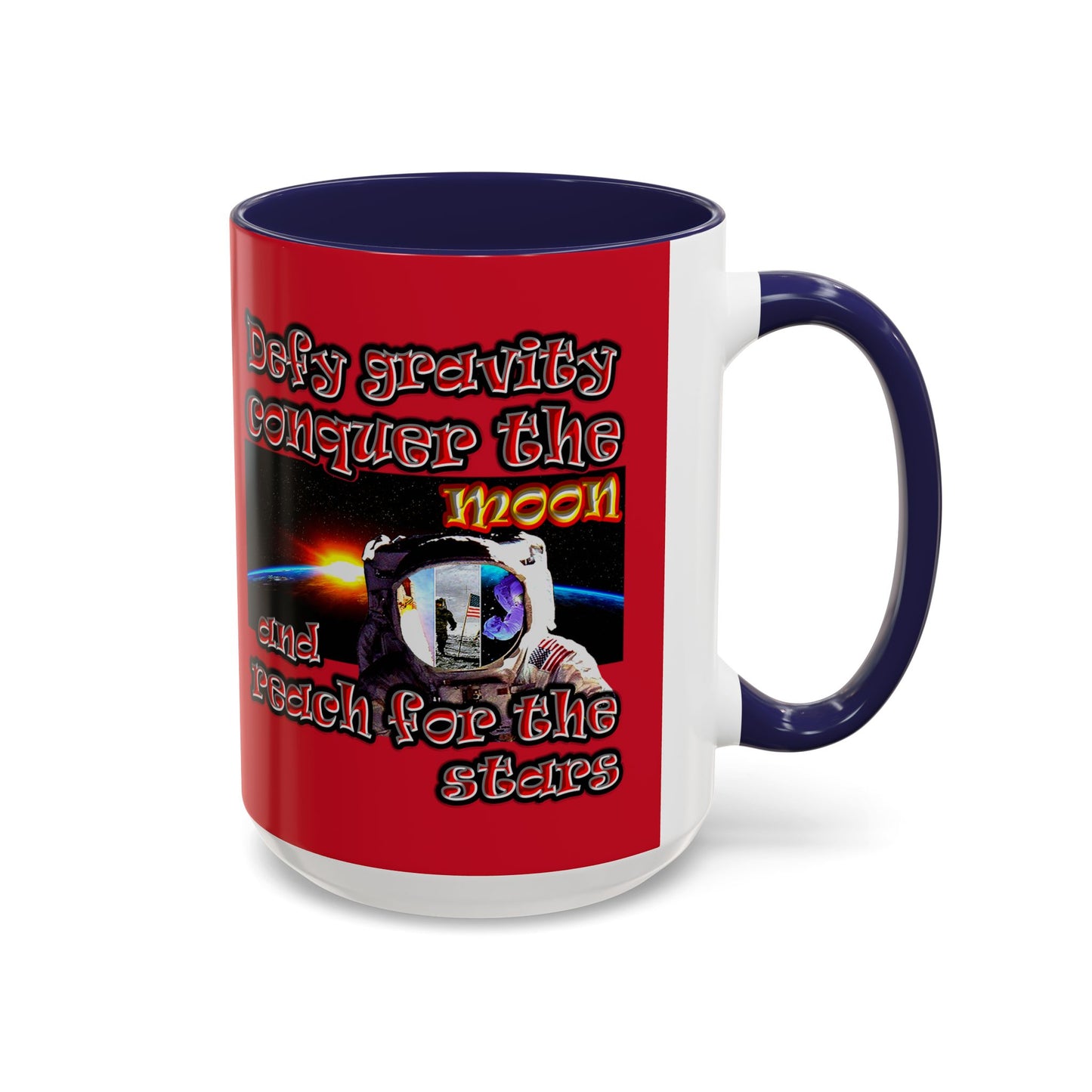 defy conquer reach - Accent Mug (dark red)