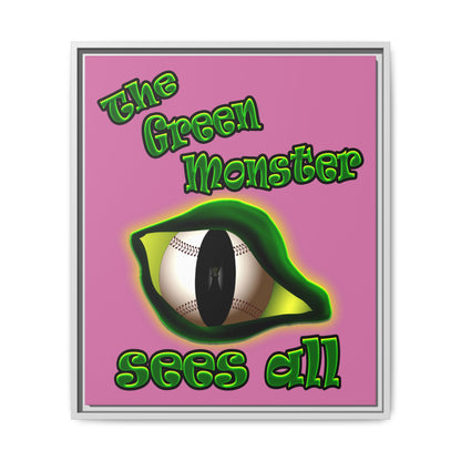 green monster - framed canvas art (light pink)