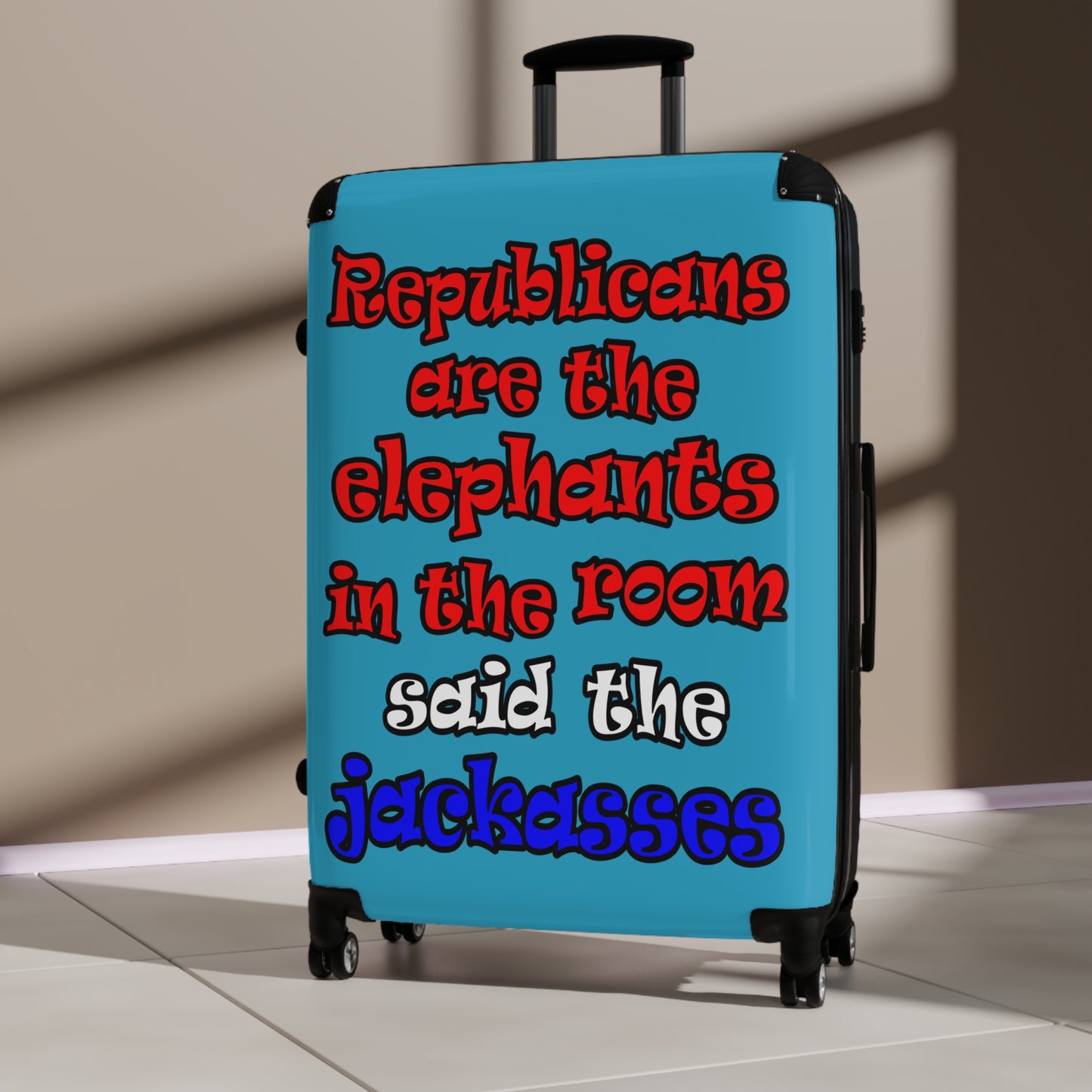 donkeys and elephants - Suitcase (turquoise)