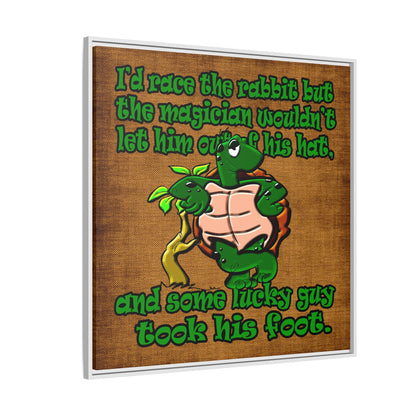 turtle race - framed canvas art (brown papyrus)