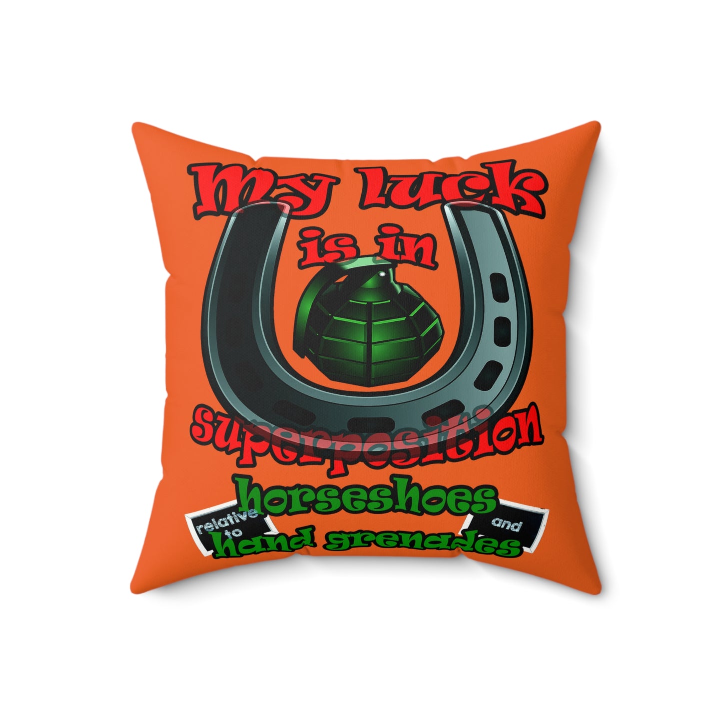 my luck - Faux Suede Square Pillow - (orange)
