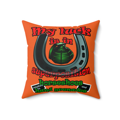 my luck - Faux Suede Square Pillow - (orange)