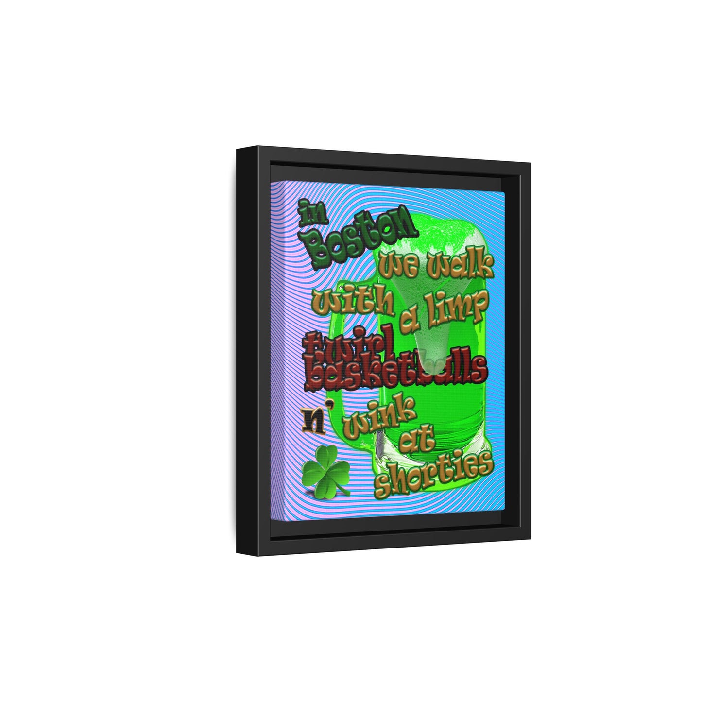 celtics logo - framed canvas art (light blue-purple wave)