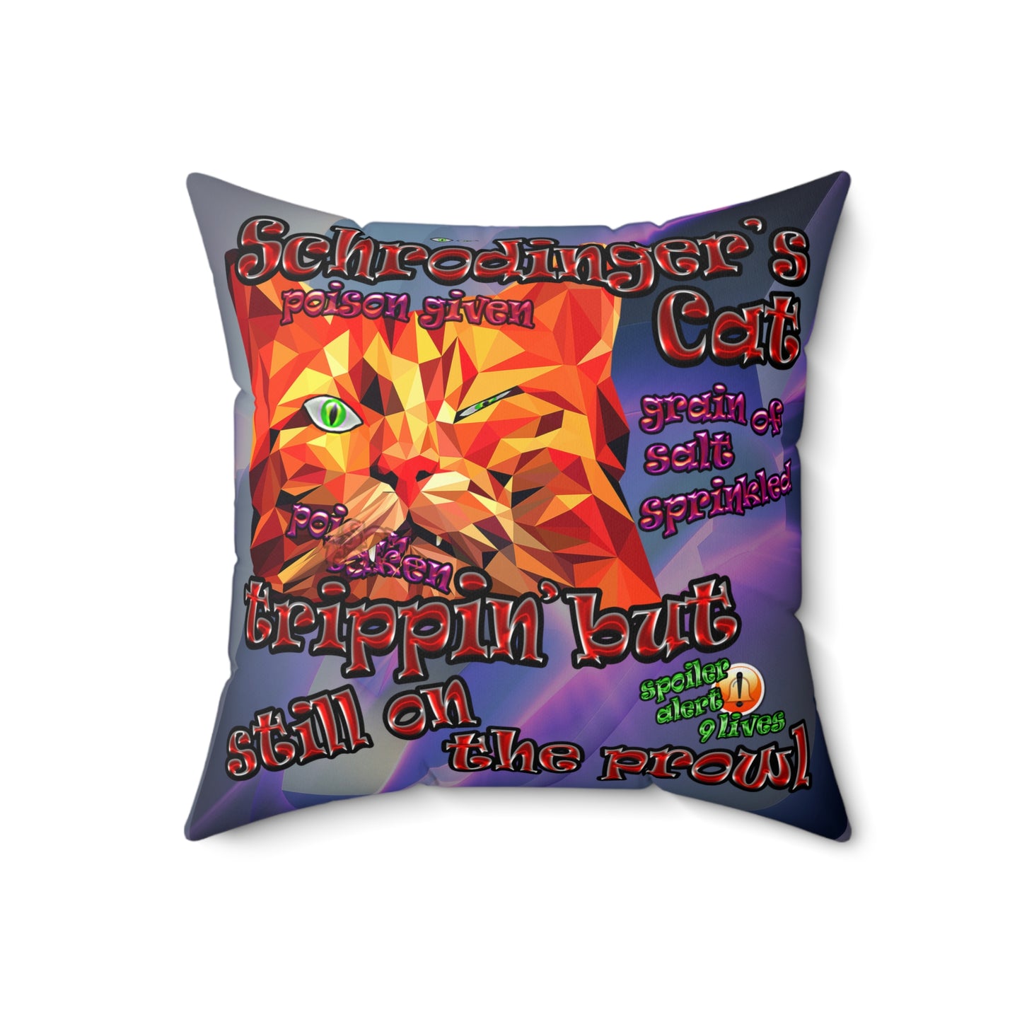 schrodinger's cat - Spun Polyester Square Pillow - (grey-pink wave)